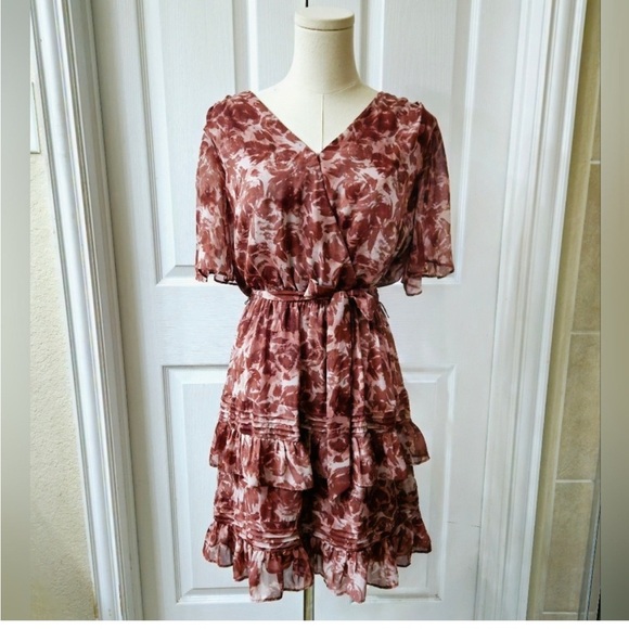 Simply Vera Vera Wang Purple Pink Ruffled Mini Dress - Picture 2 of 3